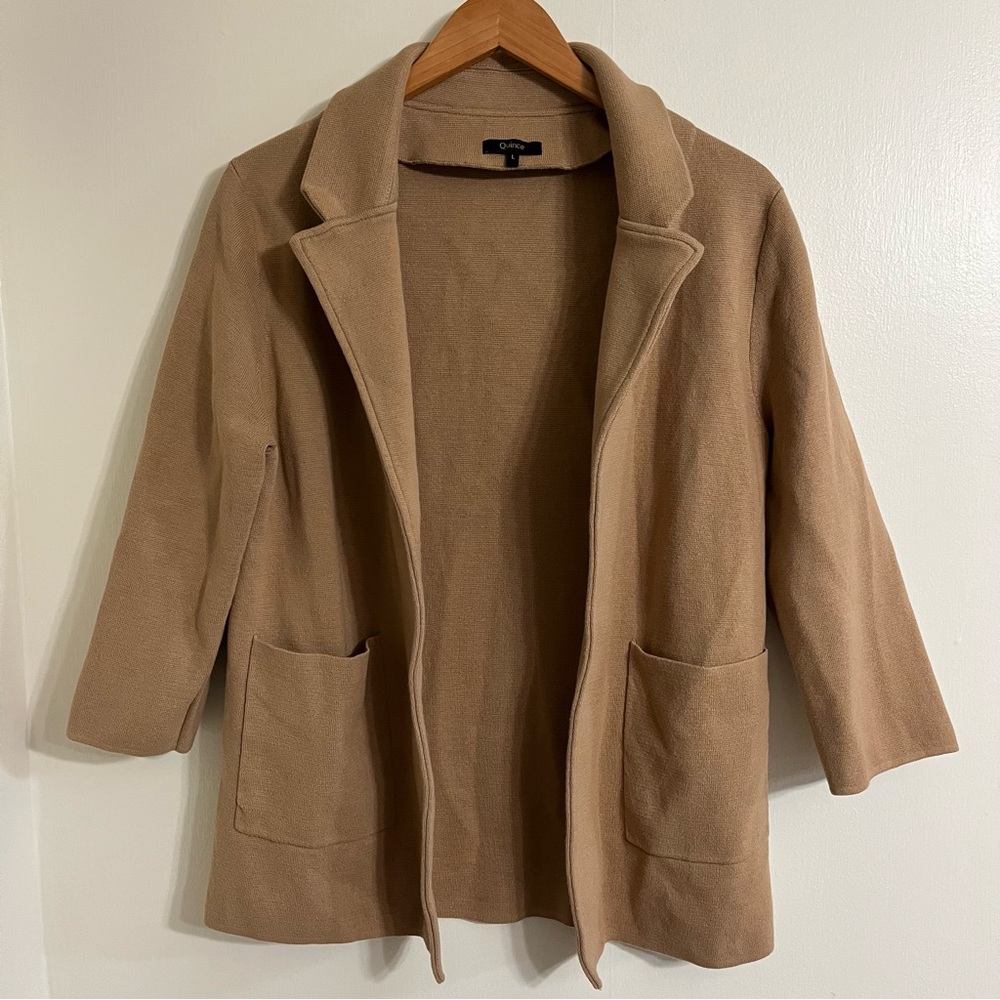 Quince Blazer 100% organic cotton camel women’s large
